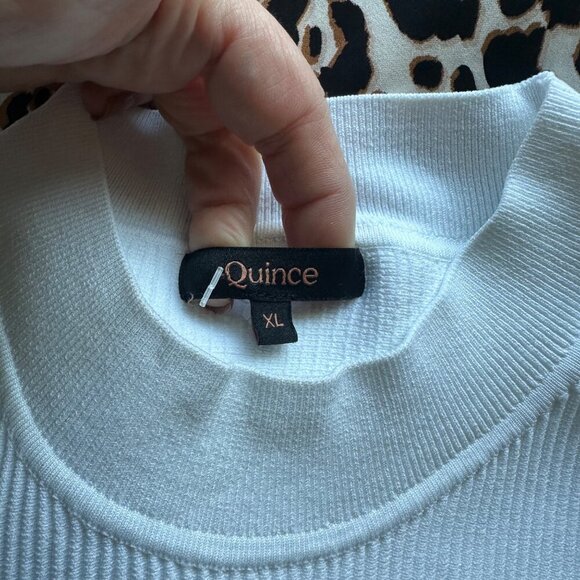 Quince High Neck Ribbed Knit Mini Dress Womens Size XL Minimalist Clean Girl - Picture 5 of 9